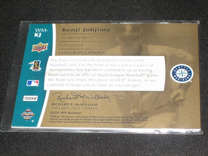 KENJI JOHIMA STAR LEGEND AUTHENTIC CERTIFIED GAME USED JERSEY BASEBALL CARD /150 view 2