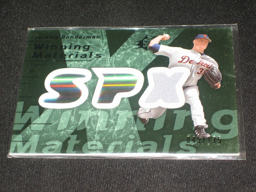 JEREMY BONDERMAN LEGEND AUTHENTIC CERTIFIED GAME USED JERSEY BASEBALL CARD /175
