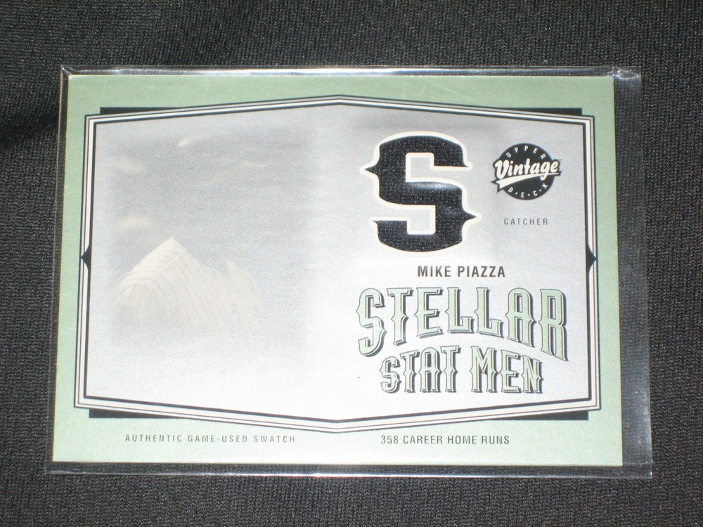 MIKE PIAZZA METS STAT GENUINE CERTIFIED AUTHENTIC BASEBALL GAME USED JERSEY CARD