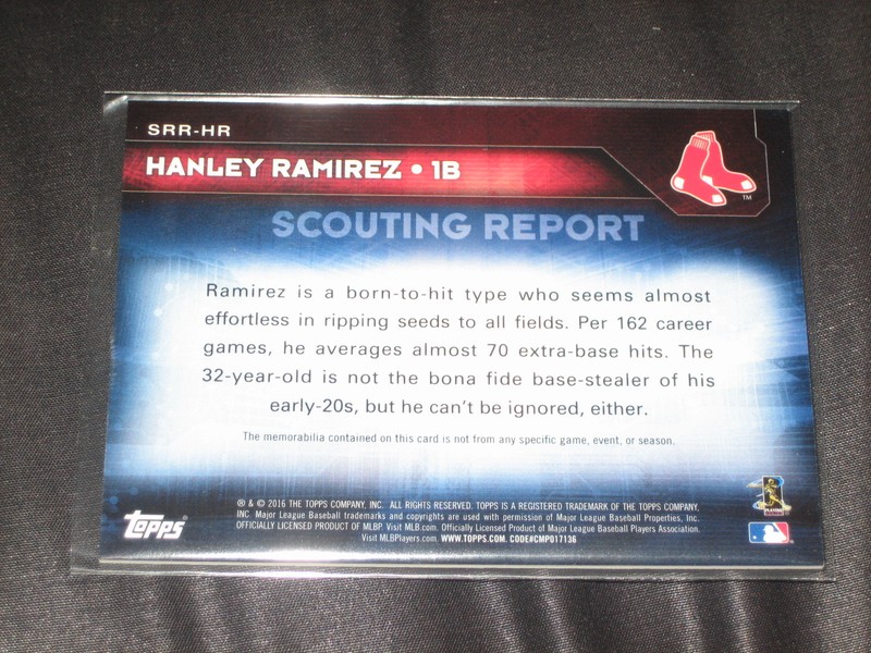 HANLEY RAMIREZ REDSOX GENUINE CERTIFIED AUTHENTIC BASEBALL GAME USED JERSEY CARD view 2