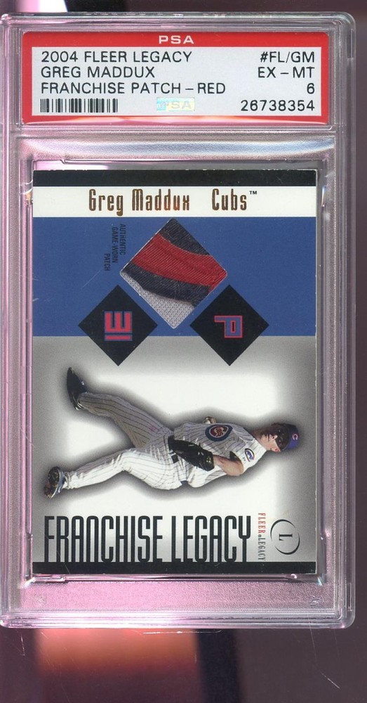2004 Fleer Legacy Franchise Patch Greg Maddux Game-Used Jersey Card PSA 6 Worn