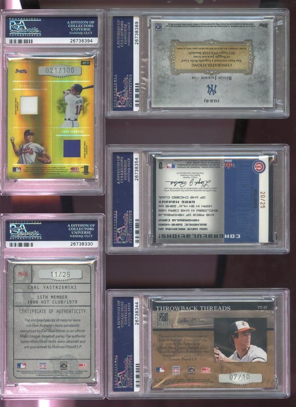 2004 Fleer Legacy Franchise Patch Greg Maddux Game-Used Jersey Card PSA 6 Worn view 2