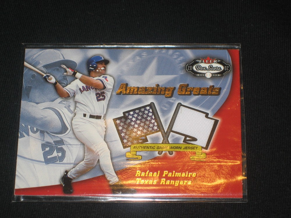 RAFAEL PALMEIRO TEXAS LEGEND CERTIFIED AUTHENTIC BASEBALL GAME USED JERSEY CARD