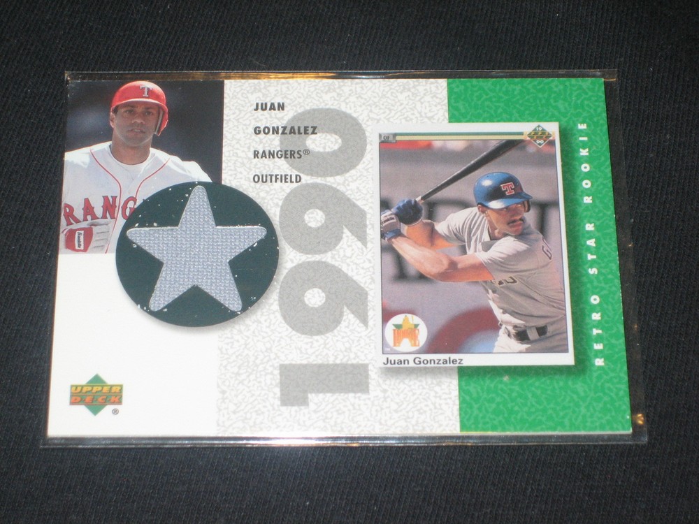 JUAN GONZALEZ TEXAS LEGEND CERTIFIED AUTHENTIC BASEBALL GAME USED JERSEY CARD