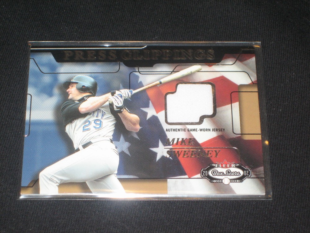 MIKE SWEENEY ROYALS STAR 2002 CERTIFIED AUTHENTIC BASEBALL GAME USED JERSEY CARD