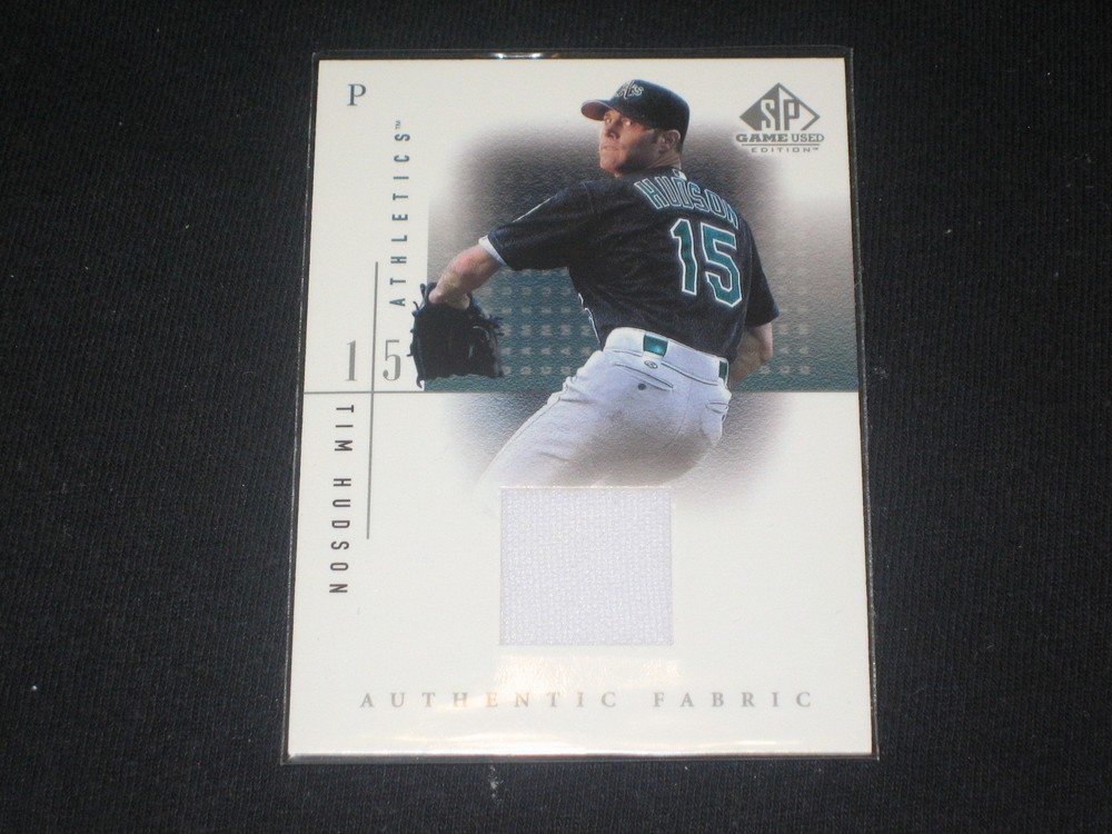 TIM HUDSON ATHLETICS LEGEND CERTIFIED AUTHENTIC BASEBALL GAME USED JERSEY CARD
