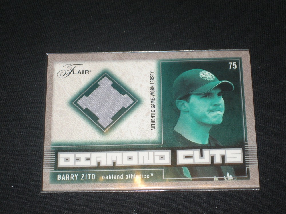 BARRY ZITO 2003 FLAIR LEGEND CERTIFIED AUTHENTIC BASEBALL GAME USED JERSEY CARD