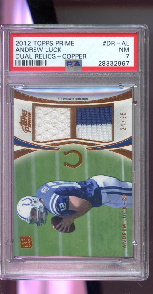 2012 Topps Prime Andrew Luck ROOKIE Game-Used Jersey Football Graded Card PSA 7