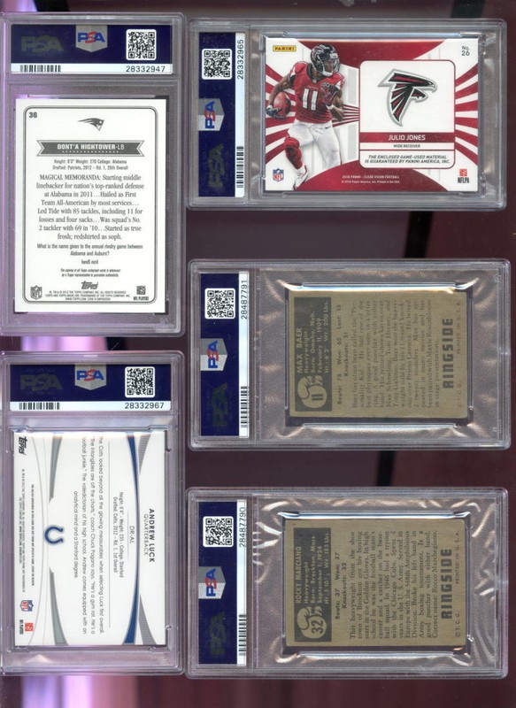 2012 Topps Prime Andrew Luck ROOKIE Game-Used Jersey Football Graded Card PSA 7 view 2
