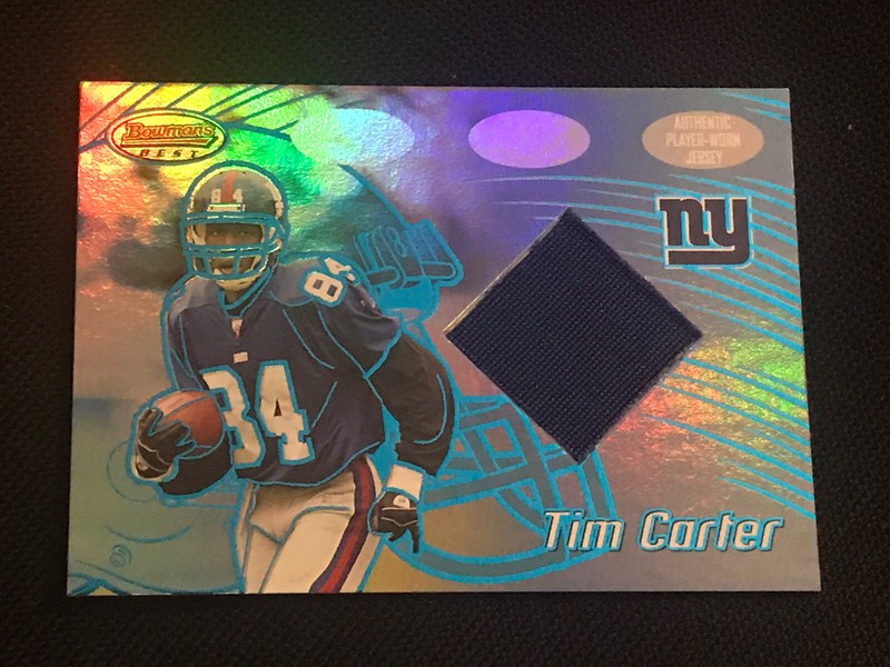 TIM CARTER CERTIFIED AUTHENTIC GAME USED JERSEY CARD NEW YORK GIANTS 271/399 view 2