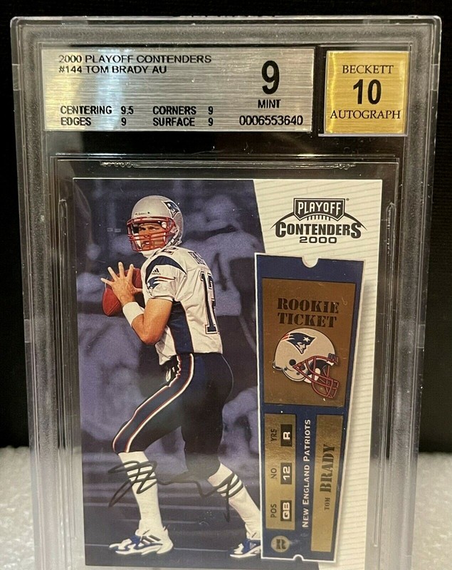 TOM BRADY 2000 PLAYOFF CONTENDERS BGS 9 MINT 10 AUTO RC SUBS 9.5 9 9 9 NO 8.5s view 2