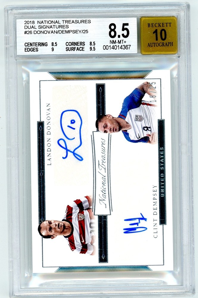 2018 PANINI NATIONAL TREASURES SOCCER LANDON DONOVAN CLINT DEMPSEY DUAL AUTO BGS