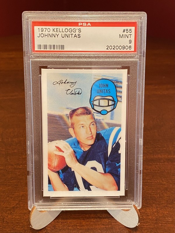 1970 Kellogg's Set-Break # 55 Johnny Unitas PSA 9 MINT *AUTHENTIC GRADED SLAB* view 2