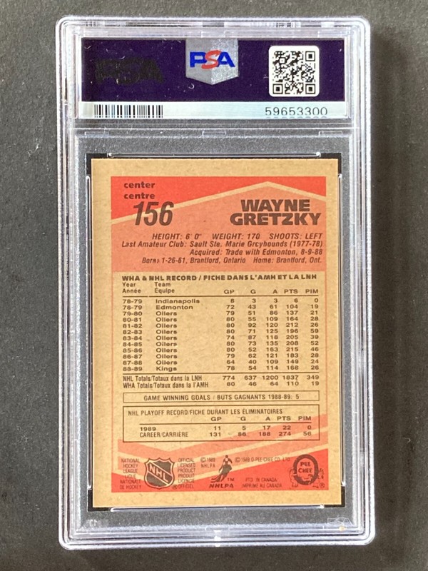 1989 O-Pee-Chee OPC #156 Wayne Gretzky NM-MT PSA 8 view 2