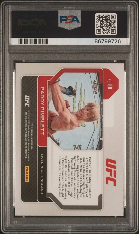 Graded 2022 Panini Prizm UFC Paddy Pimblett #88 Rookie RC UFC MMA Card PSA 10 view 2