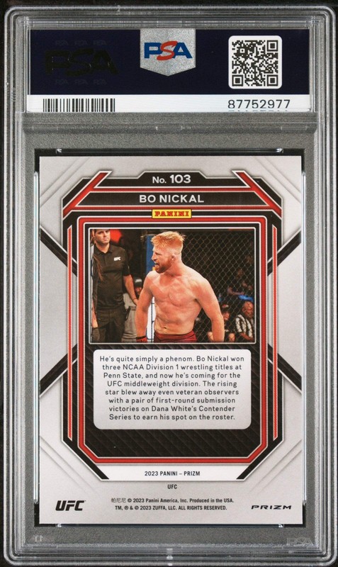 Graded 2023 Panini Prizm UFC Bo Nickal #103 Ice Rookie RC UFC MMA Card PSA 10 view 2