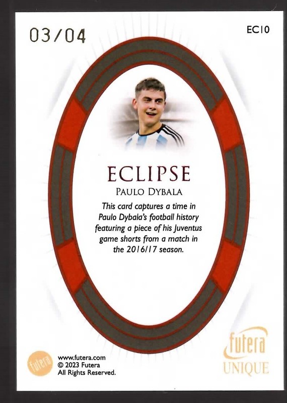 Paulo Dybala /4 Match/Game Worn Patch Shorts 2023 Futera Eclipse Argentina  view 2
