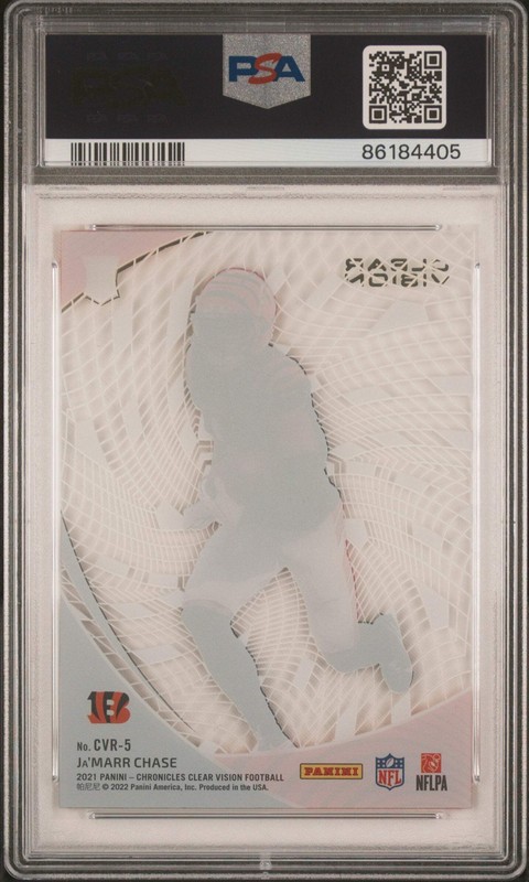 Graded 2021 Chronicles Ja'Marr Chase #CVR5 Clear Vision Football Card PSA 10 view 2