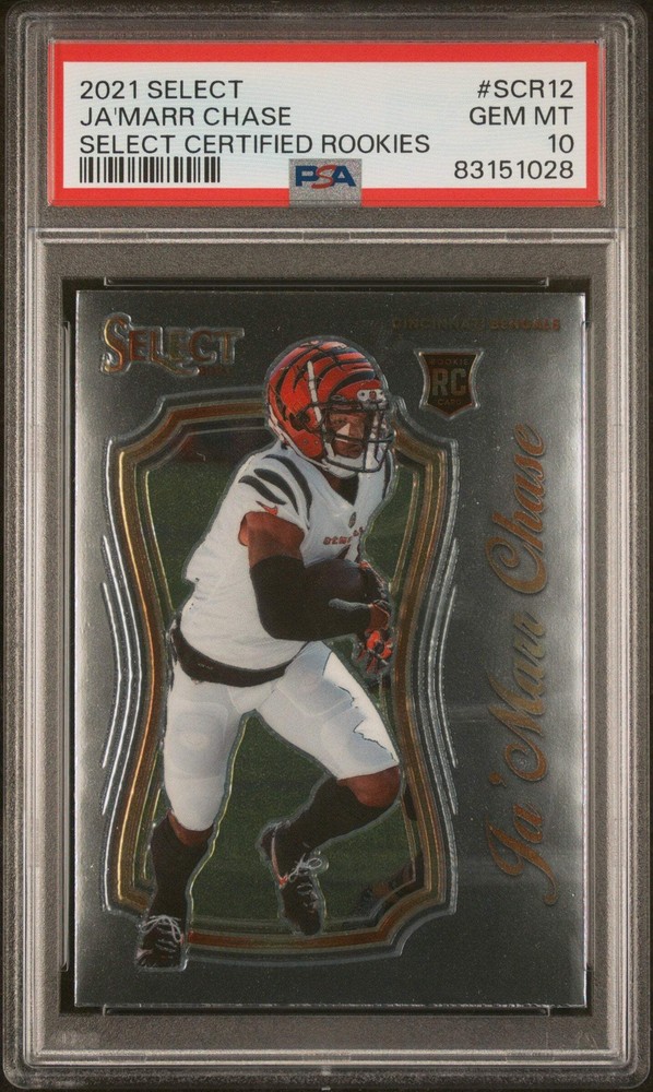 Graded 2021 Panini Select Ja'Marr Chase #SCR12 Certified RC Football Card PSA 10