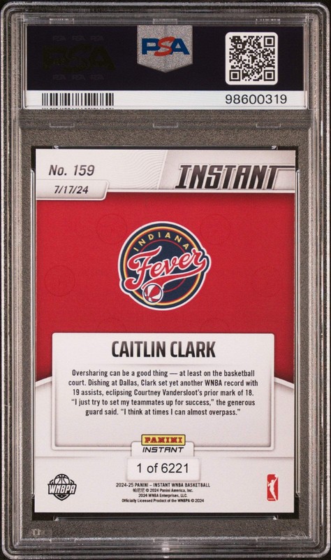 Graded 2024 Panini Instant WNBA Caitlin Clark #159 Rookie Basketball Card PSA 10 view 2