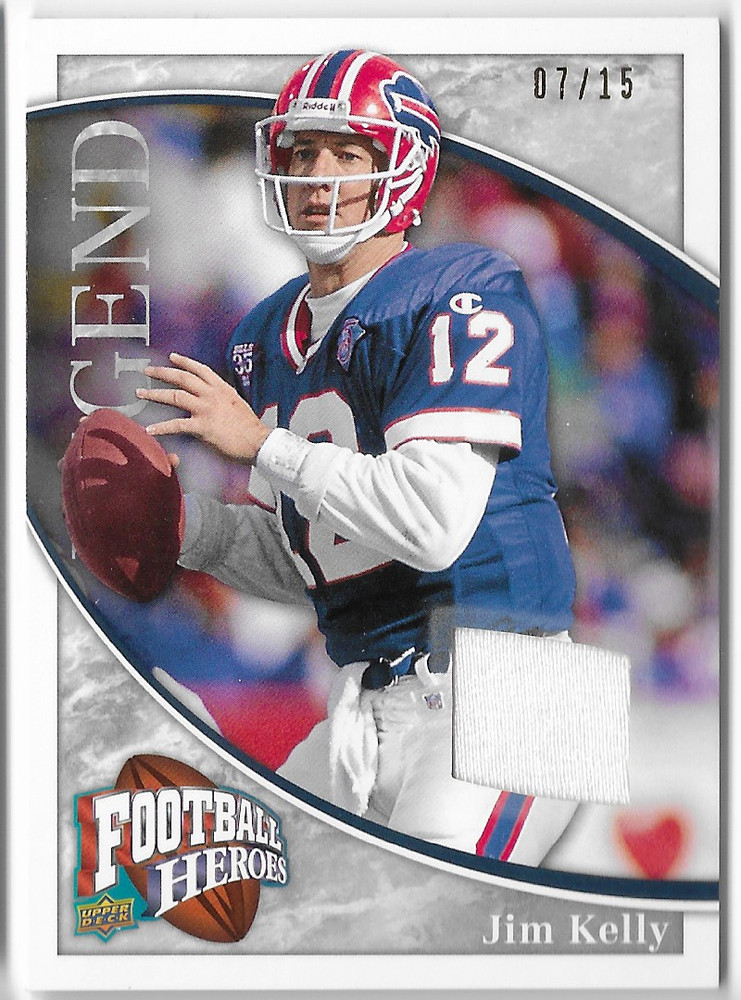 JIM KELLY 2009 UD FOOTBALL HEROES GAME-USED JERSEY CARD #7/15!