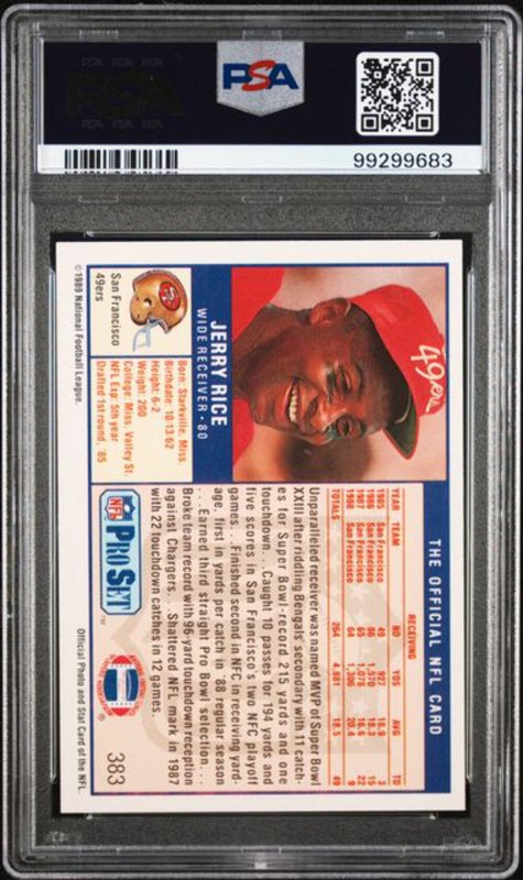 Graded 1989 Pro Set Jerry Rice #383 Football Card PSA 10 Gem Mint view 2