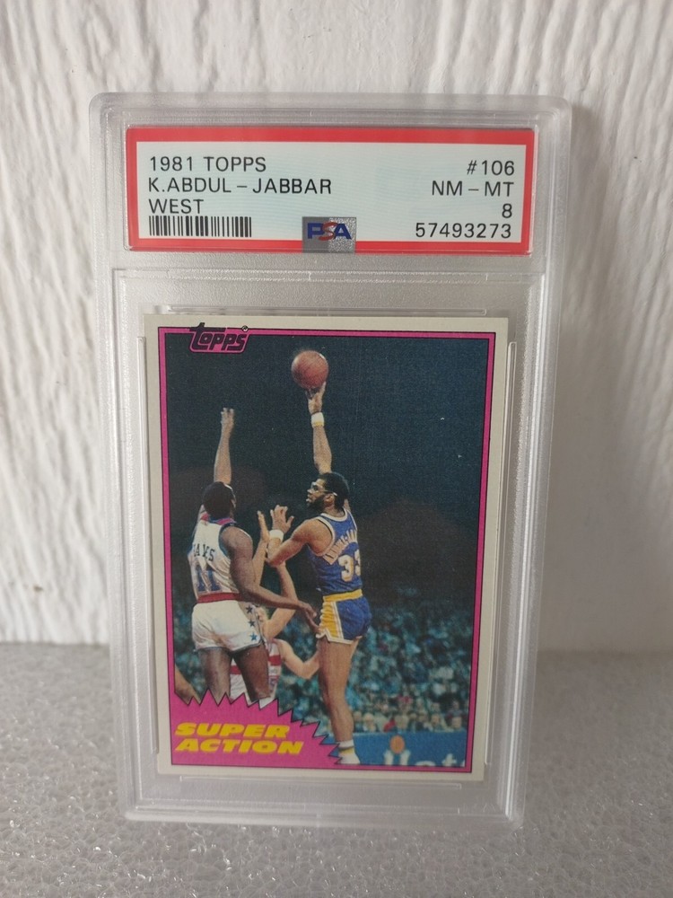 1981 TOPPS KAREEM ABDUL-JABBAR HOF #106 WEST "LOS ANGELES LAKERS" PSA 8 NM-MT 🏀