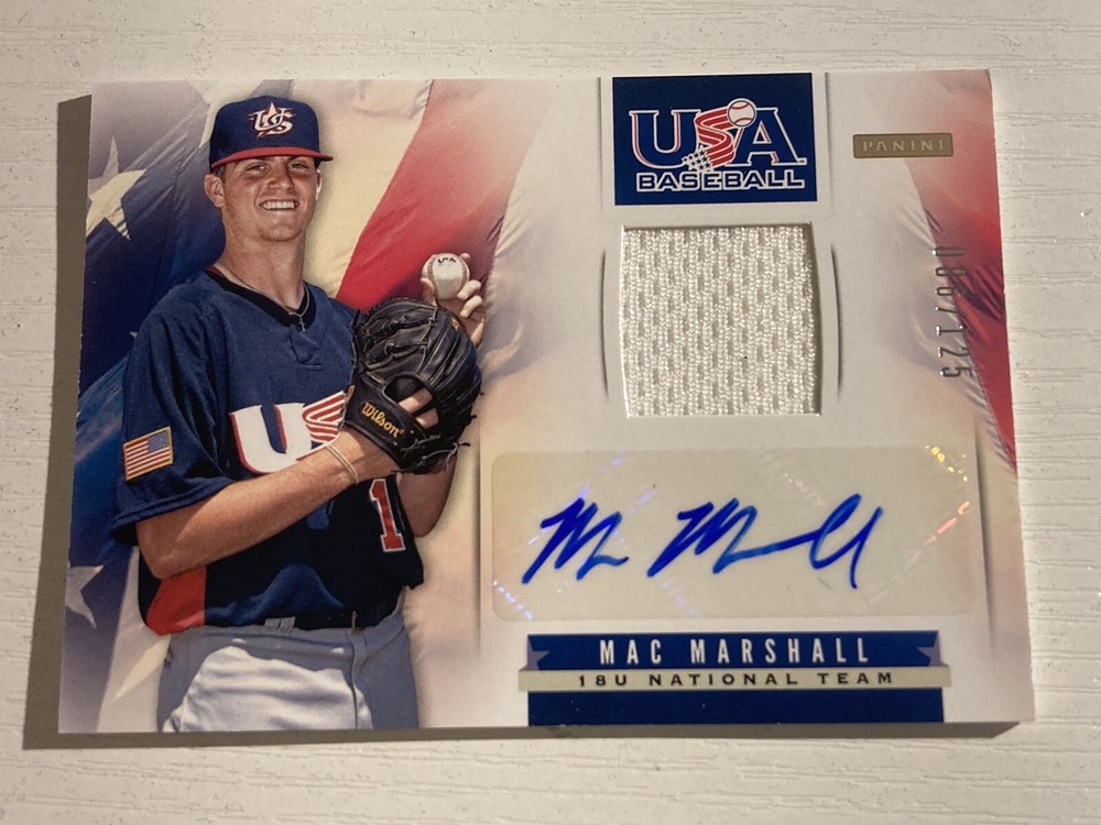 2013 Panini USA Baseball Game Used Jersey Auto Mac Marshall /125