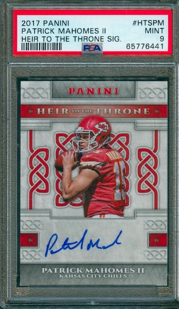 2017 PANINI PATRICK MAHOMES HEIR TO THE THRONE PSA 9 MINT RC AUTO 1 OF 3 ROOKIE