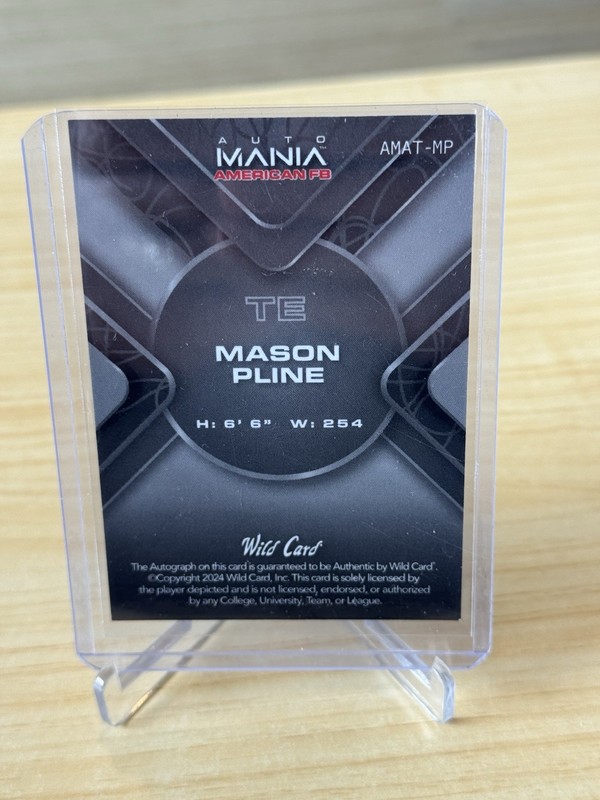 Mason Pline 2024 Wild Card American Football RC Auto 1/1 Auto mania view 2