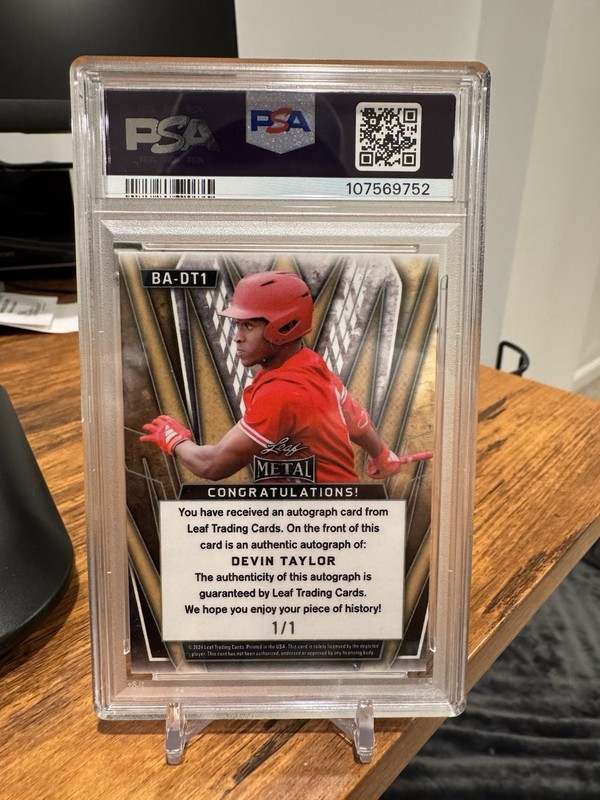 2024 Leaf Metal Baseball #1/1 Devin Taylor Prospect RC Auto Fire Lava PSA 9🔥📈 view 2