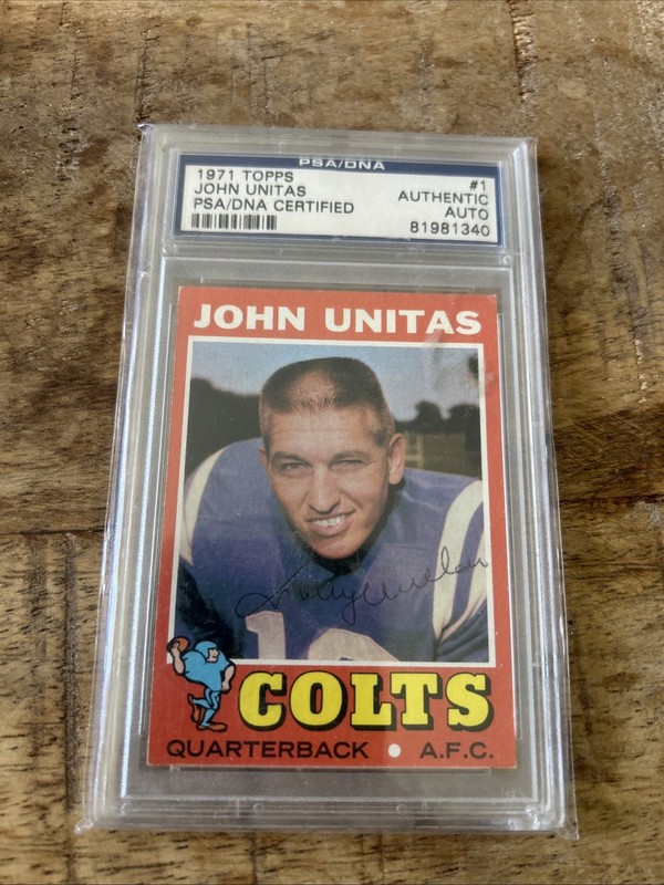 1971 Topps Johnny Unitas Ballpoint Pen On Card Autograph PSA Authentic *Colts* view 2