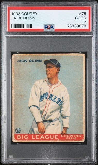 1933 GOUDEY #78 JACK QUINN PSA GOOD 2 view 1