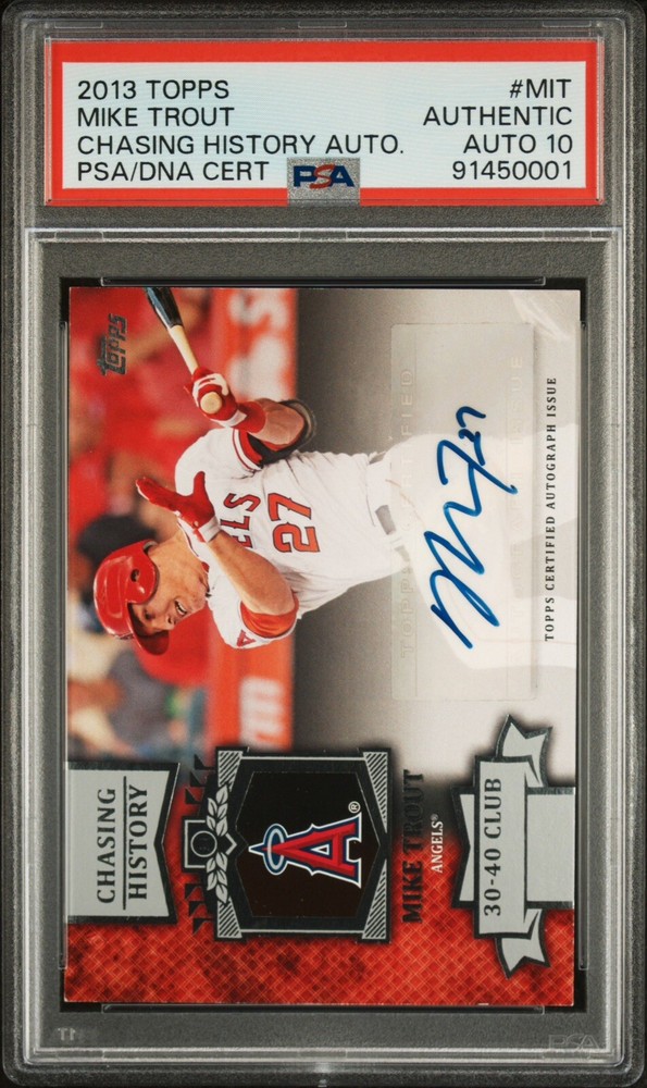2013 Topps Mike Trout PSA AUTHENTIC AUTO 10 Chasing History CHA-MIT Autograph