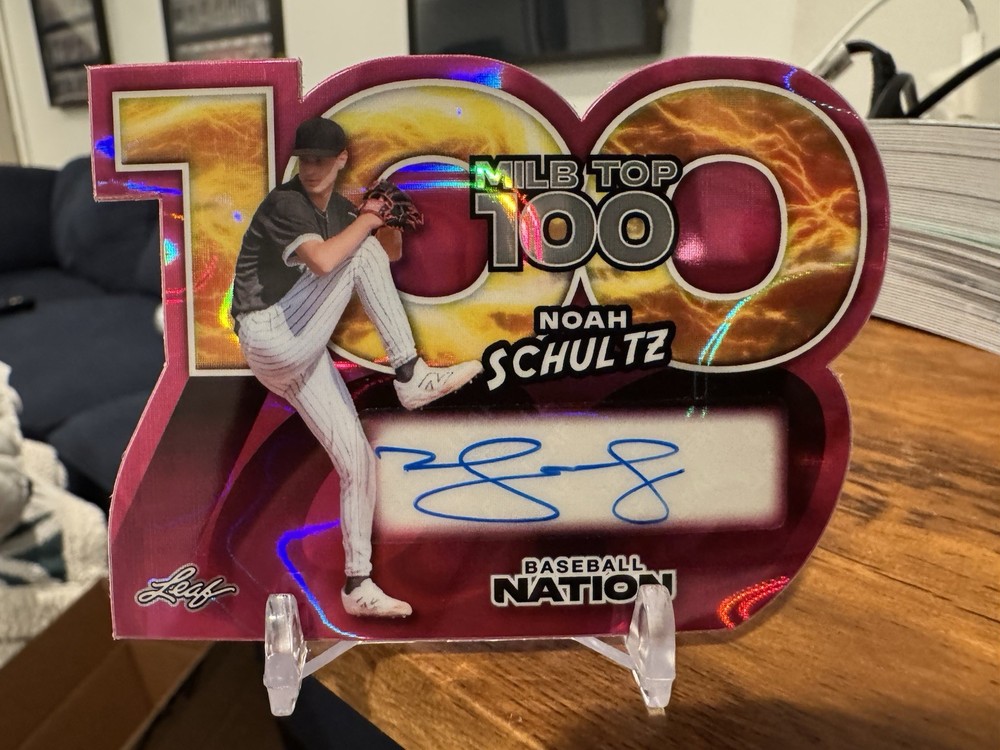 2025 Leaf Baseball Nation Noah Schultz Top 100 Die Cut Prospect RC #1/1 Auto