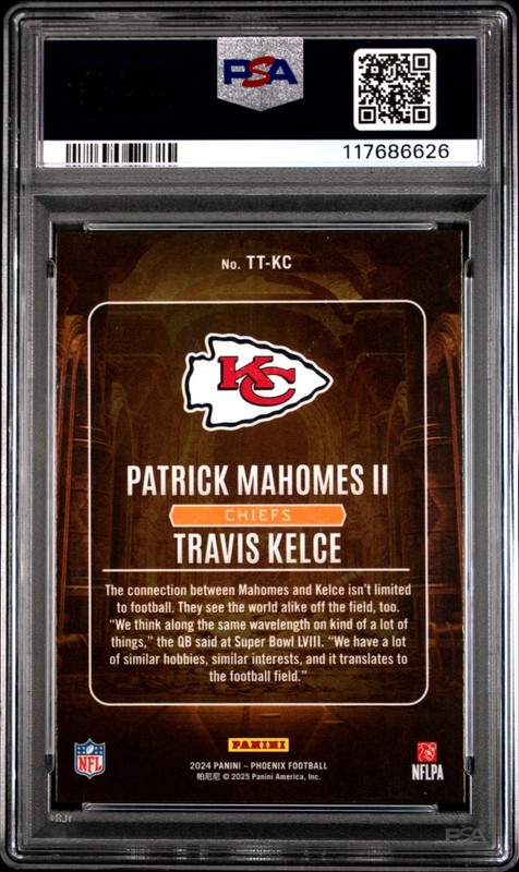 2024 PANINI PHOENIX #TTKC MAHOMES II/KELCE TREASURED TANDEMS PSA GEM MINT 10 view 2