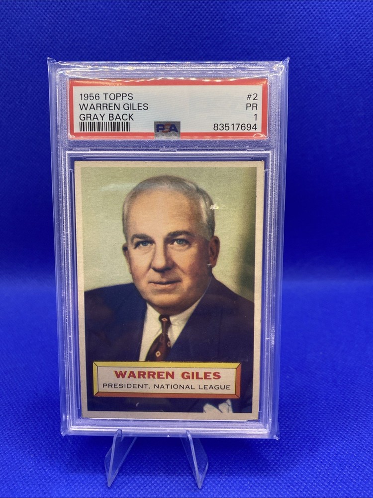 1956 Topps 2 Warren Giles (white) PSA 1 Vintage Baseball Card