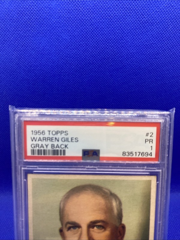 1956 Topps 2 Warren Giles (white) PSA 1 Vintage Baseball Card view 2