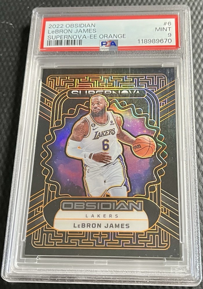 2022 LeBron James Lakers 14/35 PSA 9 Panini Obsidian SuperNova-EE Orange #6