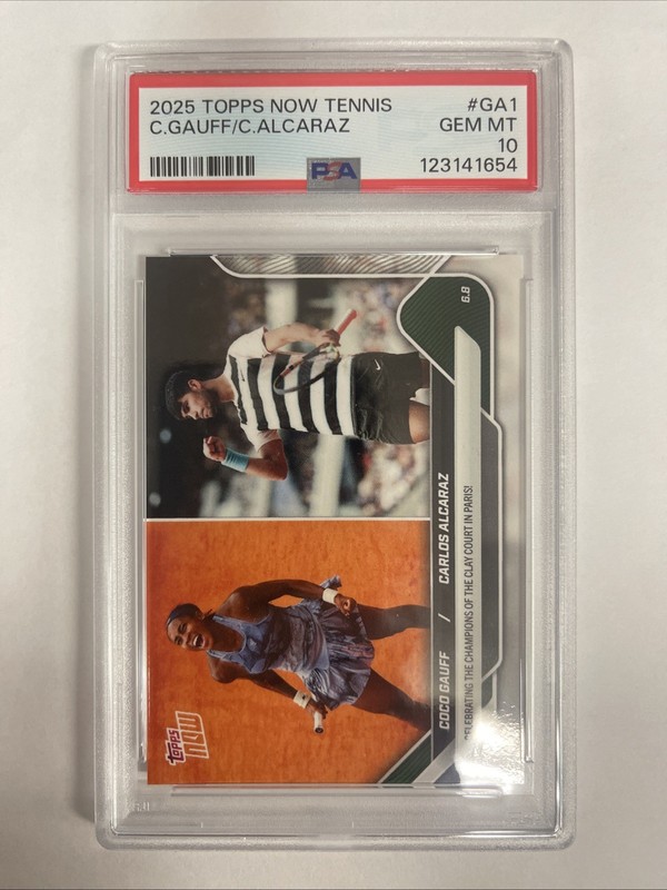 2025 Topps Now Tennis Coco Gauff/Carlos Alcaraz #GA1 Champions In Paris PSA 10 view 2