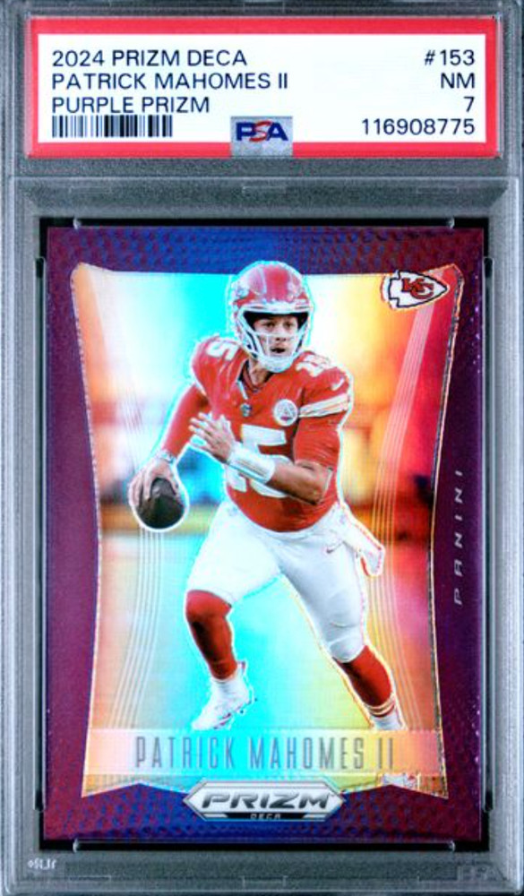2024 PRIZM DECA #153 PATRICK MAHOMES II PURPLE PRIZM PSA NM 7