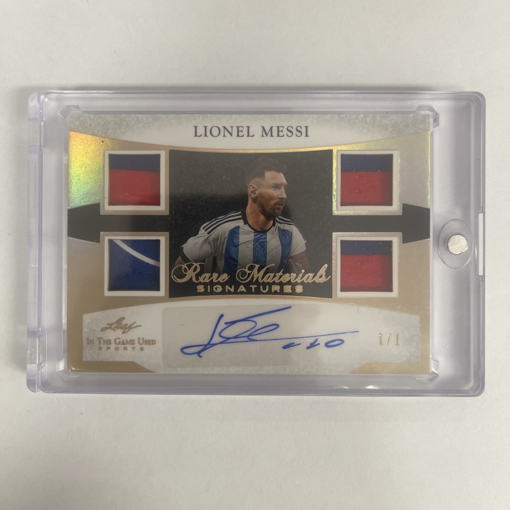 2024 Leaf ITGU Lionel Messi #RMSLM1 Rare Materials Signature Quad Patch Auto 1/1