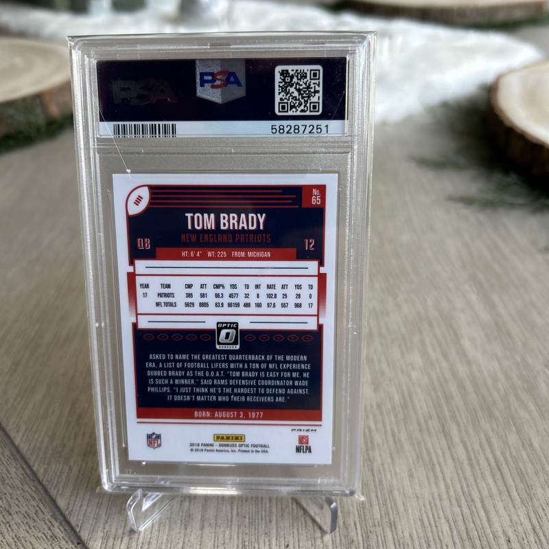 2018 Panini Donruss Optic Tom Brady  Holo PSA 10 Gem MT view 2