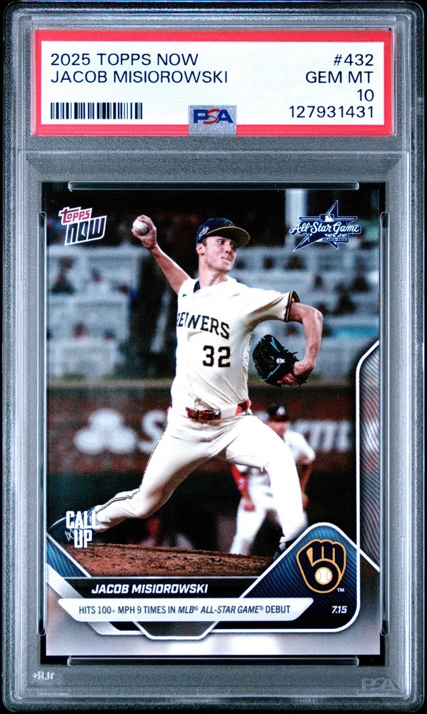 Graded 2025 Topps Now Jacob Misiorowski #432 Rookie RC Baseball Card PSA 10 Mint