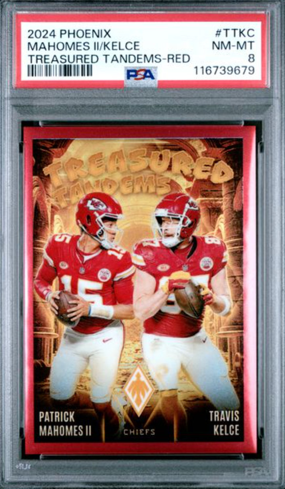 2024 PHOENIX #TTKC MAHOMES II/KELCE TREASURED TANDEMS-RED PSA NM-MT 8