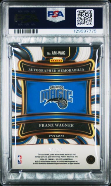 2024 Select Autographed Mem Franz Wagner Tie-Dye Game-Worn Patch Auto /25 PSA 8 view 2