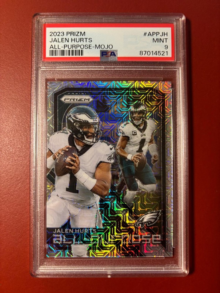 2023 PANINI PRIZM/ JALEN HURTS/ ALL-PURPOSE MOJO PRIZM/ 02/25/ PSA 9