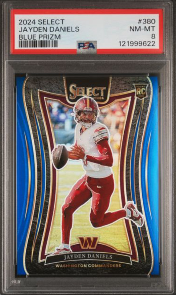 2024 PANINI SELECT #380 JAYDEN DANIELS BLUE PRIZM PSA NM-MT 8