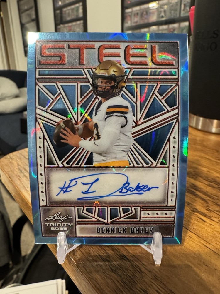 Derrick Baker 2025 LEAF TRINITY FOOTBALL Prospect RC Auto #1/1 Steel 2027 QB