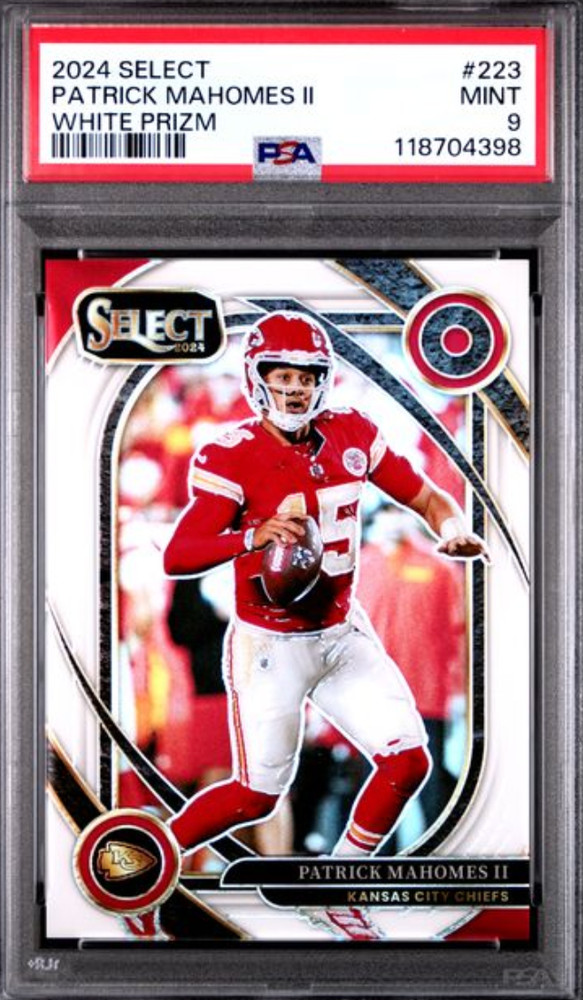2024 PANINI SELECT #223 PATRICK MAHOMES II WHITE PRIZM PSA MINT 9
